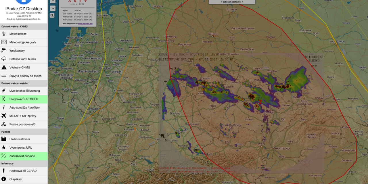Nová verze webového prohlížeče radarových dat