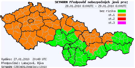 Předpověď nebezpečných jevů na 28.1.2010