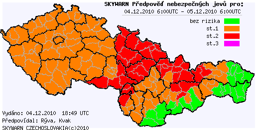 Předpověď nebezpečných jevů na 4.12.2010