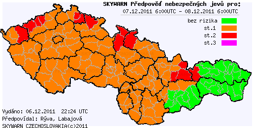 Předpověď nebezpečných jevů na 7.12.2011