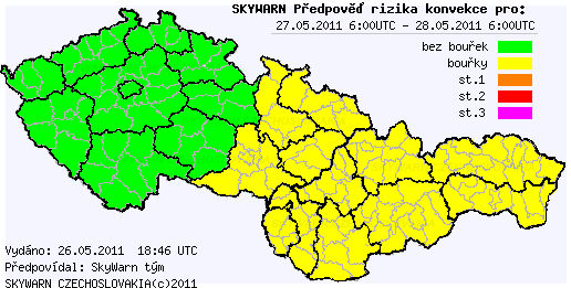 Předpověď konvektivních bouří na 27.5.2011