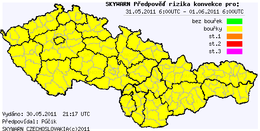 Předpověď konvektivních bouří na 31.5.2011