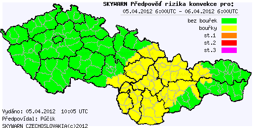 Předpověď konvektivních bouří na 5.4.2012