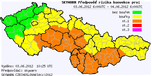 Předpověď konvektivních bouří na 3.6.2012