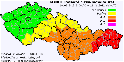 Předpověď konvektivních bouří na 10.6.2012