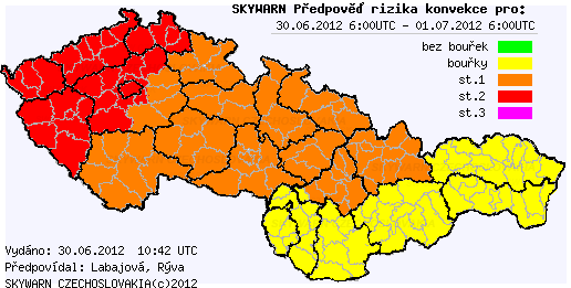 Předpověď konvektivních bouří na 30.6.2012