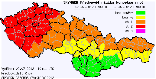 Předpověď konvektivních bouří na 2.7.2012