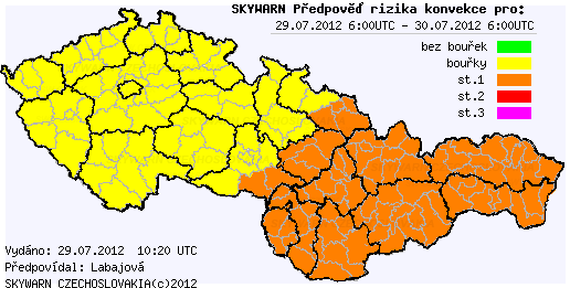 Předpověď konvektivních bouří na 29.7.2012