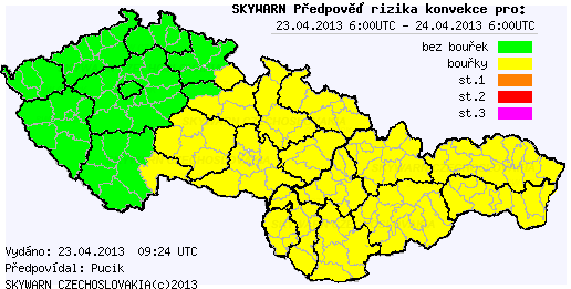 Předpověď konvektivních bouří na 23.4.2013