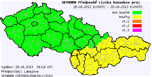 Předpověď konvektivních bouří na 28.4.2013