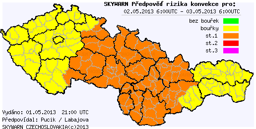 Předběžná předpověď konvektivních bouří na 2.5.2013