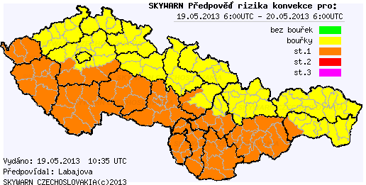 Předpověď konvektivních bouří na 19.5.2013