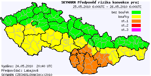 Předpověď konvektivních bouří na 25.5.2010