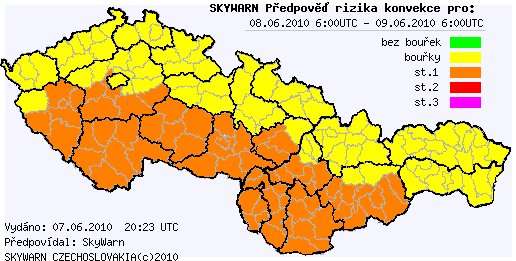 Předpověď konvektivních bouří na 8.6.2010