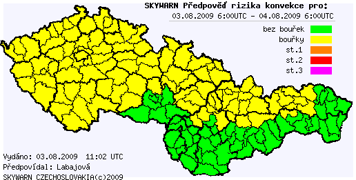 Předpověď konvektivních bouří na 3.8.2009